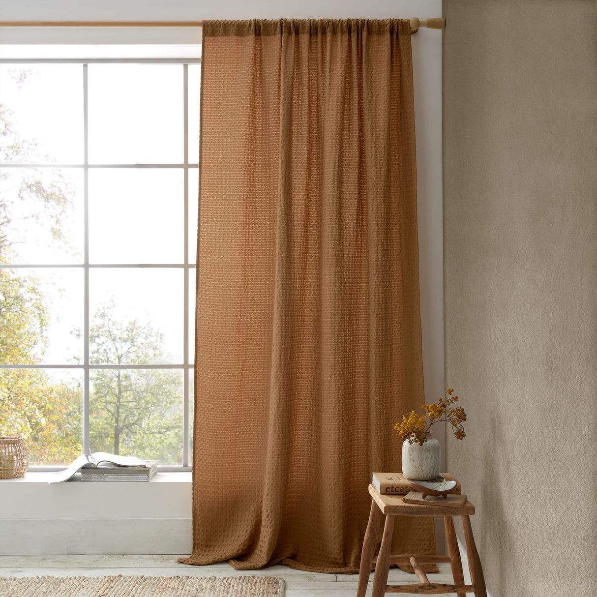 Pineapple Elephant Muscat Waffle Slot Top Voile Curtain Panel 140x183cm Light Filtering Textured