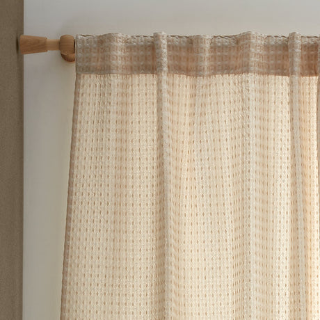 Pineapple Elephant Muscat Waffle Slot Top Voile Curtain Panel 140x183cm Light Filtering Textured - Muscat Waffle Voile Natural