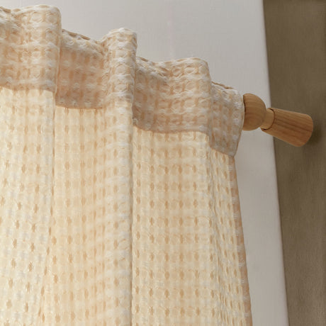 Pineapple Elephant Muscat Waffle Slot Top Voile Curtain Panel 140x183cm Light Filtering Textured - Muscat Waffle Voile Natural