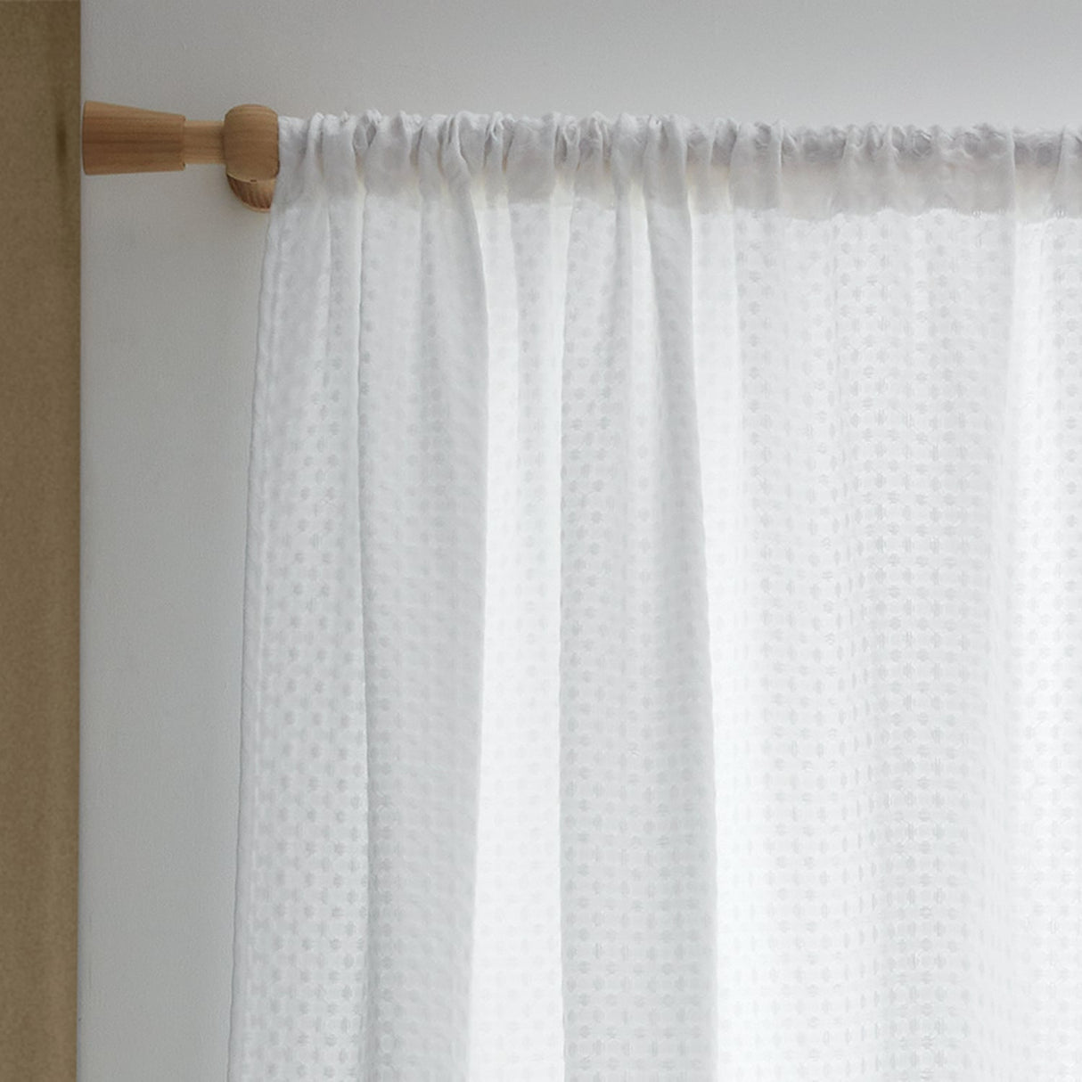 Pineapple Elephant Muscat Waffle Slot Top Voile Curtain Panel 140x183cm Light Filtering Textured - Muscat Waffle Voile White