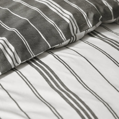 Catherine Lansfield Harbour Stripe Reversible Duvet Cover Set - Black image 5