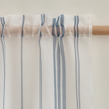 Catherine Lansfield Harbour Stripe Slot Top Voile Curtain Panel 140x122cm 2