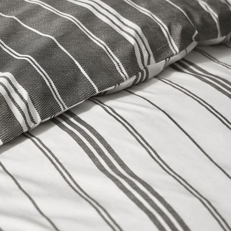 Catherine Lansfield Harbour Stripe Duvet Cover Set - Harbour Stripe Black Duvet Set