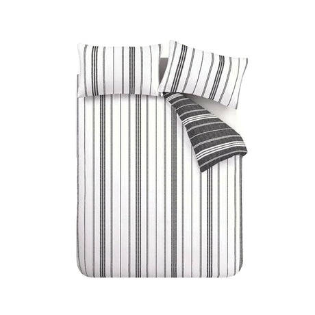 Catherine Lansfield Harbour Stripe Duvet Cover Set - Harbour Stripe Black Duvet Set