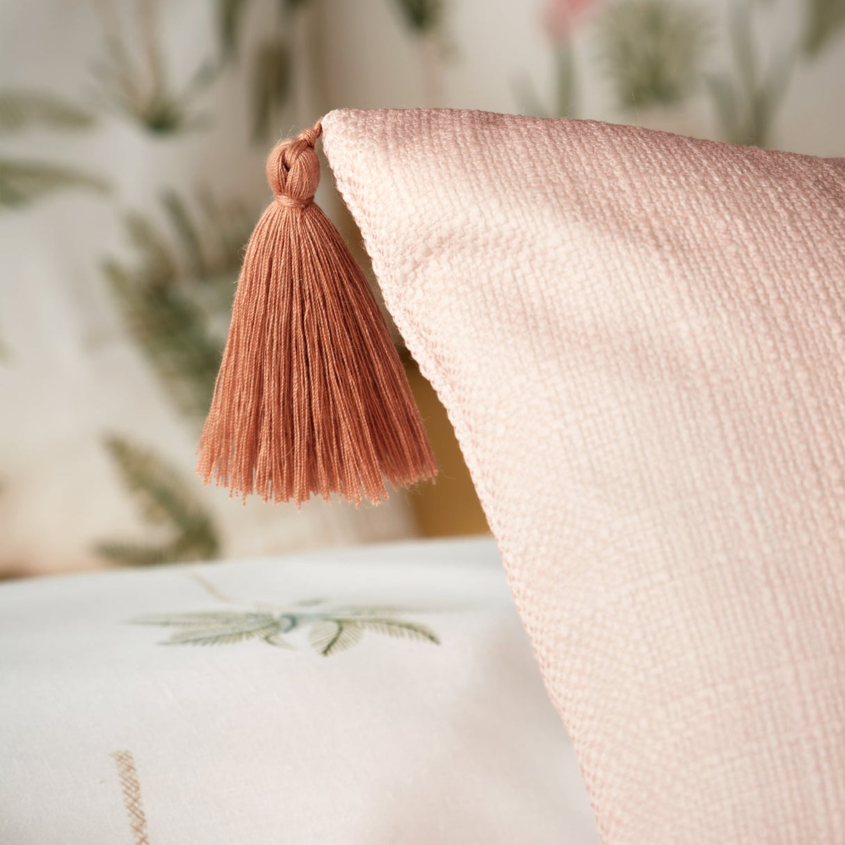 Catherine Lansfield Paradiso Palm Tropical Filled Cushion 45cm x 45cm - Clay - Paradiso Palm Clay Cushion