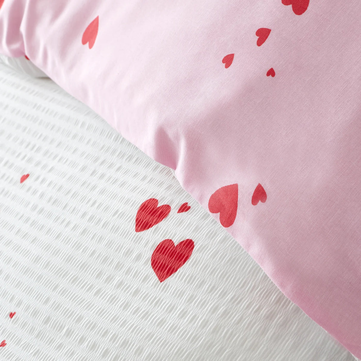 Catherine Lansfield Seersucker Heart Duvet Cover Set with Pillowcase