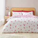 Catherine Lansfield Seersucker Heart Red and White Duvet Cover Set - White / Pink - Seersucker Heart Duvet Set