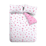 Catherine Lansfield Seersucker Heart Red and White Duvet Cover Set - White / Pink - Seersucker Heart Duvet Set