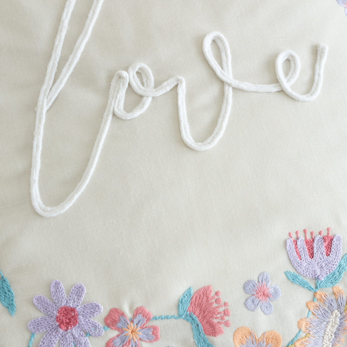 Catherine Lansfield Love Embroidered Filled Cushion - Love Embroidery Cushion