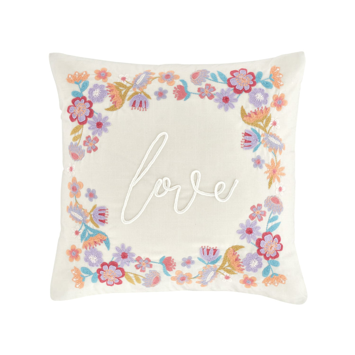 Catherine Lansfield Love Embroidered Filled Cushion - Love Embroidery Cushion