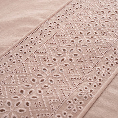 Catherine Lansfield Broderie Anglaise Duvet Cover Set - Blush - Broderie Anglaise Blush