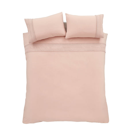 Catherine Lansfield Broderie Anglaise Duvet Cover Set - Blush - Broderie Anglaise Blush
