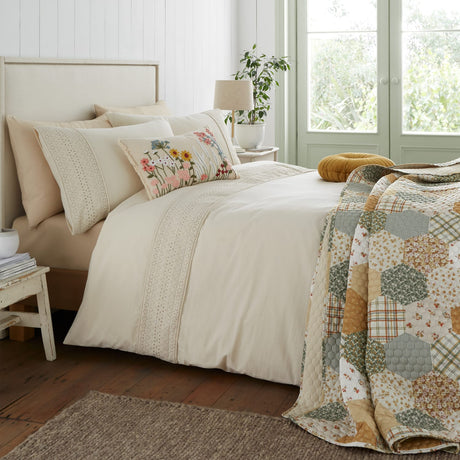 Catherine Lansfield Broderie Anglaise Duvet Cover Set - Cream