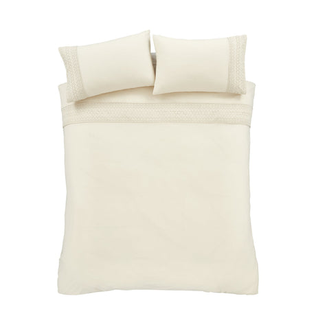 Catherine Lansfield Broderie Anglaise Duvet Cover Set - Cream - Broderie Anglaise Cream