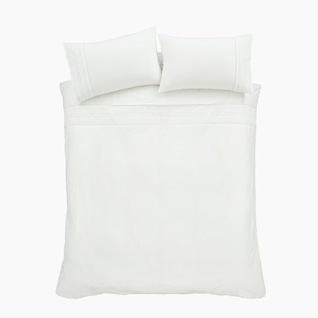 Catherine Lansfield Broderie Anglaise Duvet Cover Set - White - Broderie Anglaise White