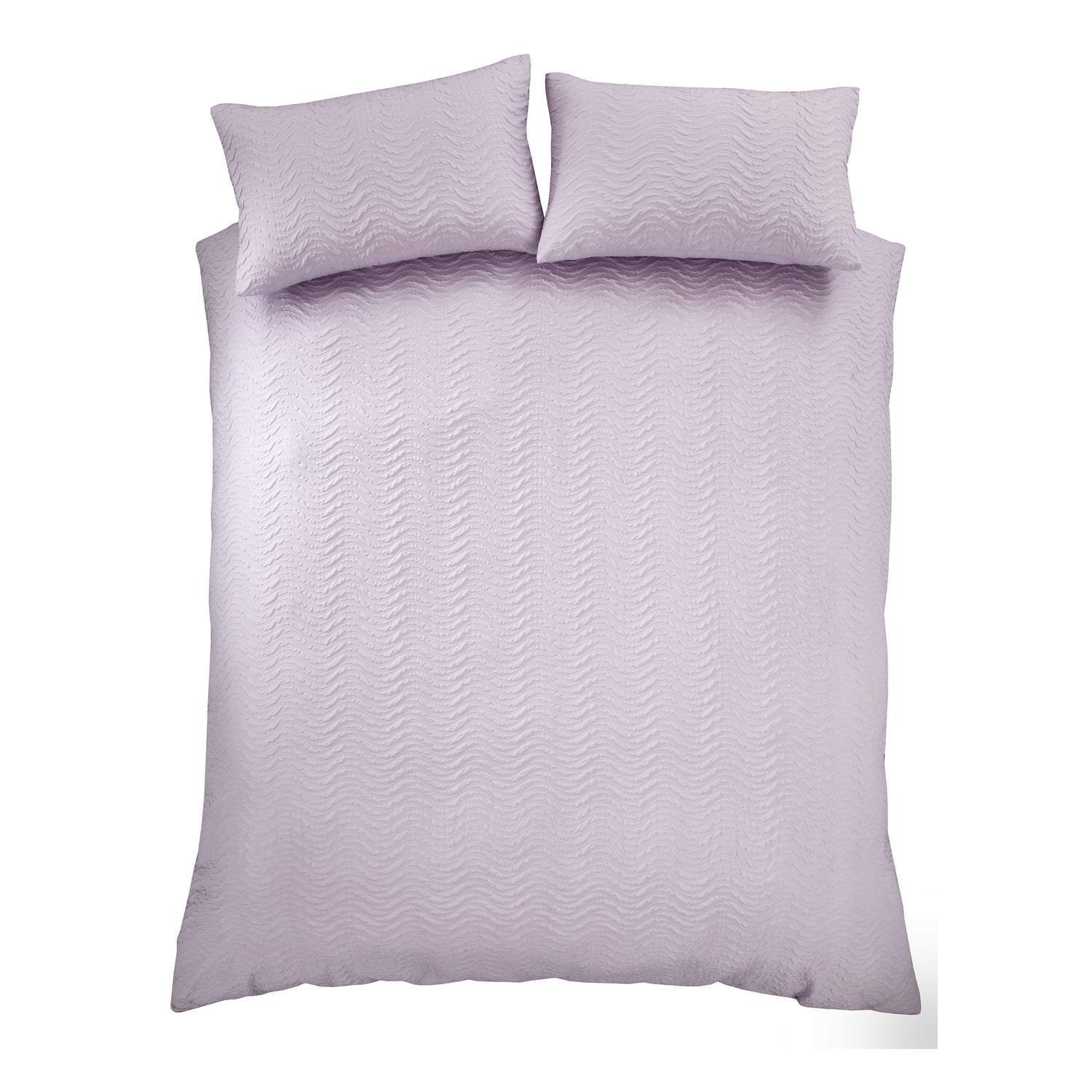 Catherine Lansfield Heatset Wave Duvet Cover Set - Lilac - Heatset Wave Lilac Duvet Set