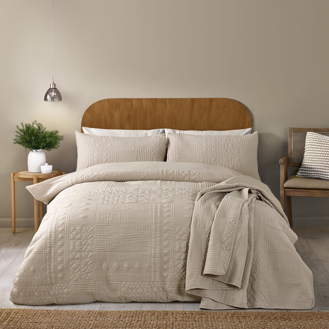 Catherine Lansfield Folkstone Geo Natural Duvet Cover Bedding Set