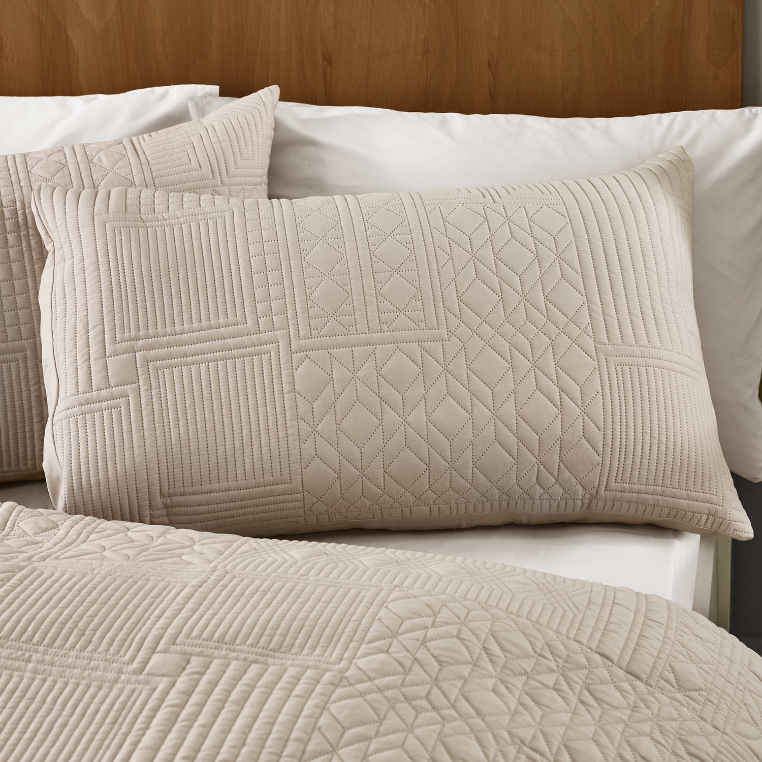 Catherine Lansfield Folkstone Geo Duvet Cover Set - Folkstone Geo Duvet Set Natural