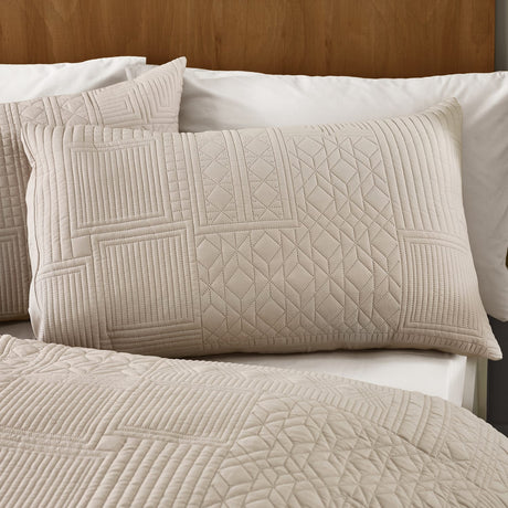 Catherine Lansfield Folkstone Geo Duvet Cover Set - Folkstone Geo Duvet Set Natural