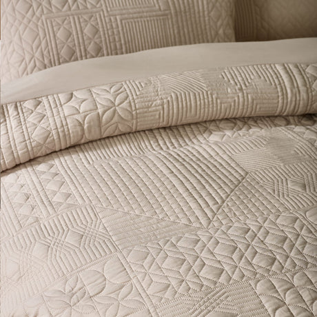 Catherine Lansfield Folkstone Geo Duvet Cover Set - Folkstone Geo Duvet Set Natural