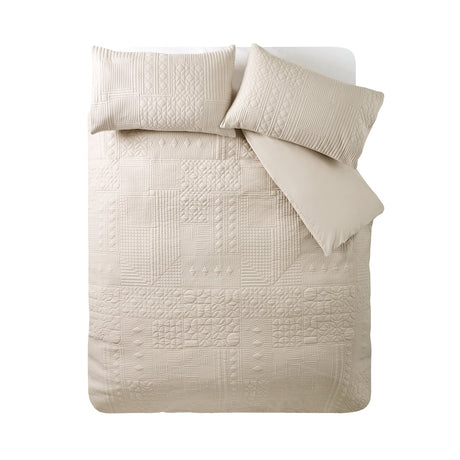Catherine Lansfield Folkstone Geo Duvet Cover Set - Folkstone Geo Duvet Set Natural