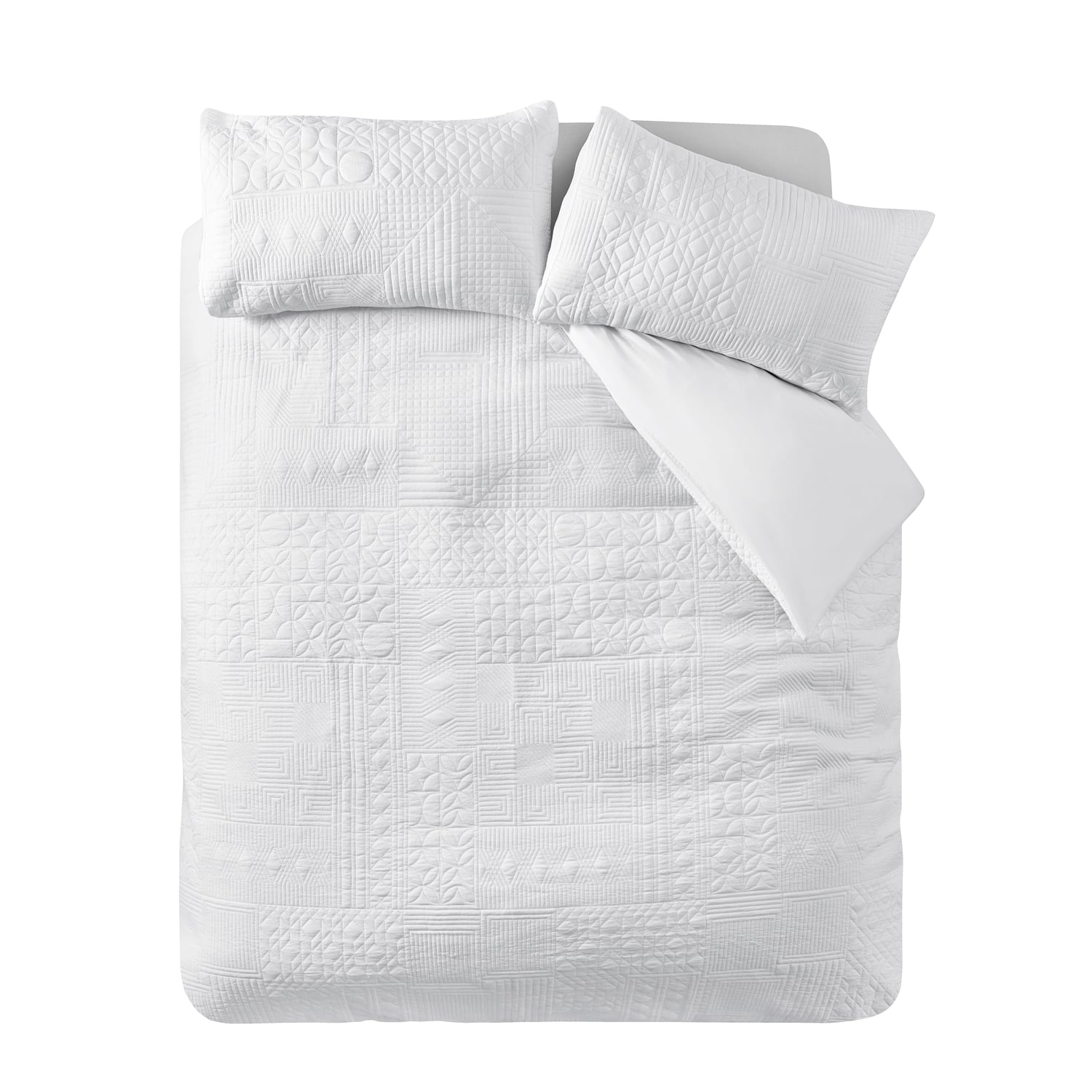 Catherine Lansfield Folkstone Geo Duvet Cover Set - Folkstone Geo White Duvet Set