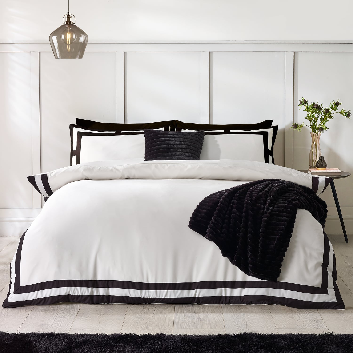 Catherine Lansfield So Soft Mono Panel Duvet Cover Set
