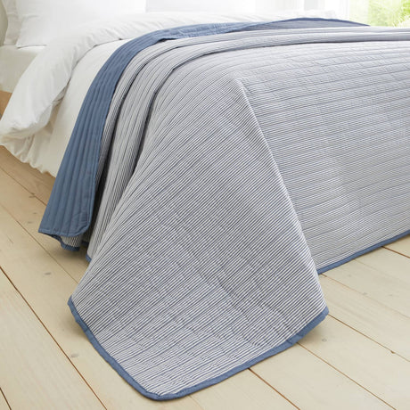 Catherine Lansfield Stripe Bedspread - Stripe Bedspread Blue