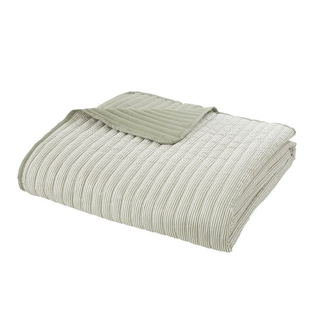 Catherine Lansfield Stripe Bedspread - Stripe Bedspread Green