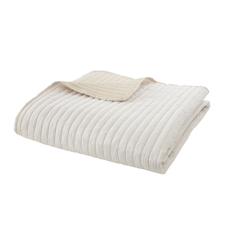 Catherine Lansfield Stripe Bedspread - Stripe Bedspread Natural