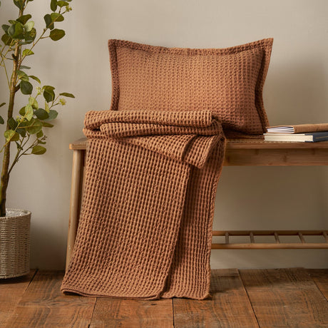 Pineapple Elephant Jaipur Chunky Waffle 100% Cotton Throw – Olive Green – 150cm x 200cm - Jaipur Waffle Caramel Group