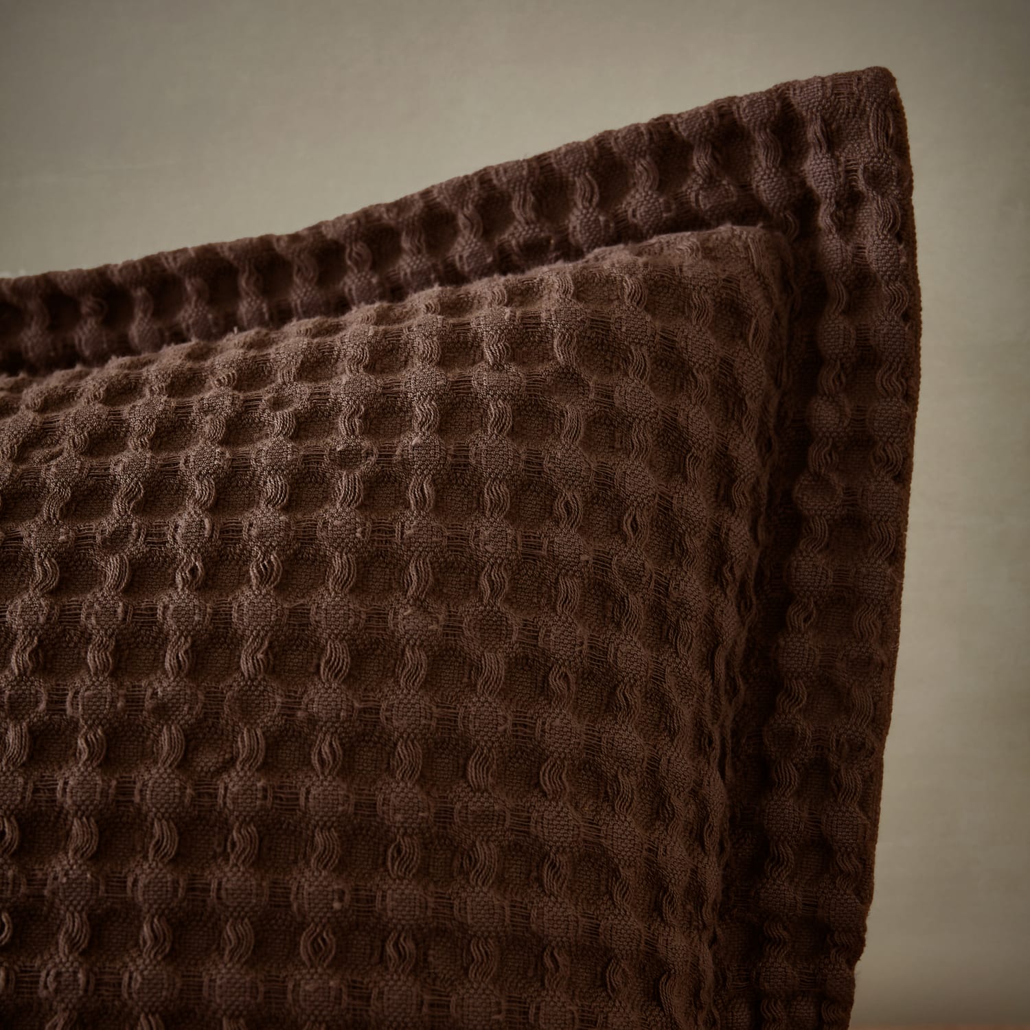 Pineapple Elephant Jaipur Grey Chunky Waffle Cotton 30x50cm Filled Cushion - Olive Green - Jaipur Waffle Chocolate Cushion