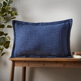 Pineapple Elephant Jaipur Grey Chunky Waffle Cotton 30x50cm Filled Cushion - Navy Blue - Jaipur Waffle Navy Cushion