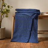Pineapple Elephant Jaipur Chunky Waffle 100% Cotton Throw – Navy Blue – 150cm x 200cm - Jaipur Waffle Navy Throw