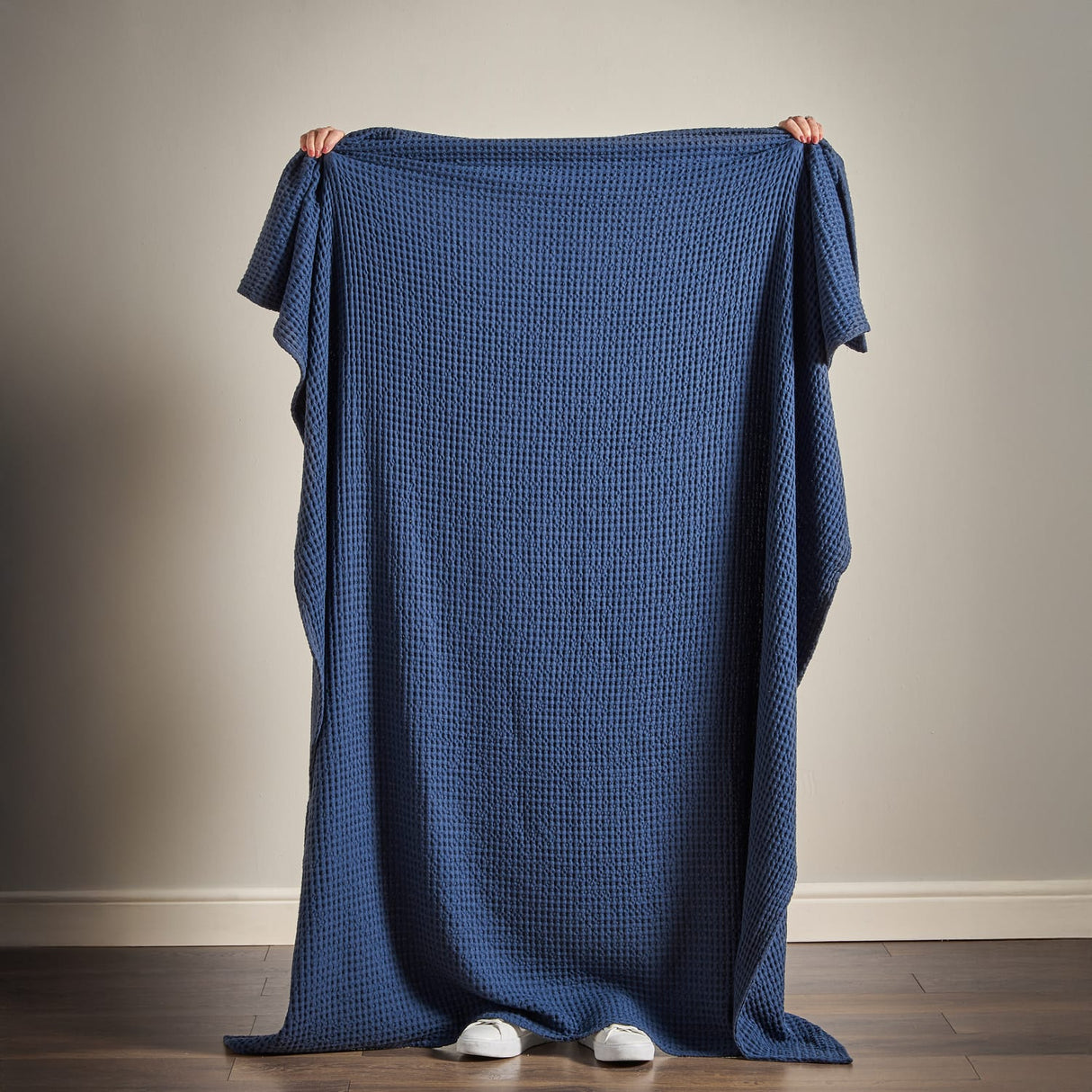 Pineapple Elephant Jaipur Chunky Waffle 100% Cotton Throw – Navy Blue – 150cm x 200cm - Jaipur Waffle Navy Throw