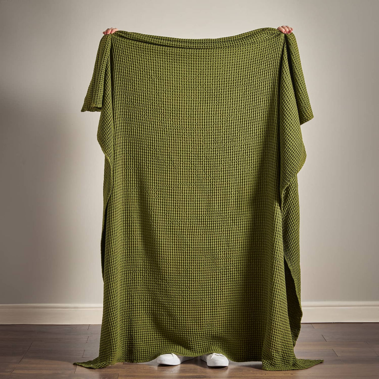 Pineapple Elephant Jaipur Chunky Waffle 100% Cotton Throw – Caramel – 150cm x 200cm - Jaipur Waffle Olive Throw