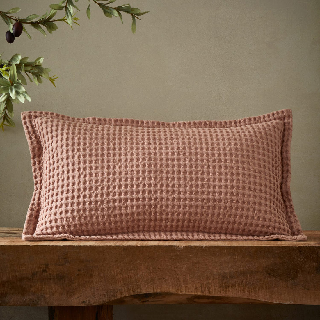 Pineapple Elephant Jaipur Grey Chunky Waffle 30x50cm 100% Cotton Pink Filled Cushion