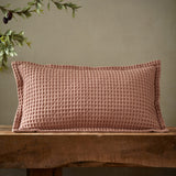 Pineapple Elephant Jaipur Grey Chunky Waffle Cotton 30x50cm Filled Cushion - Pink