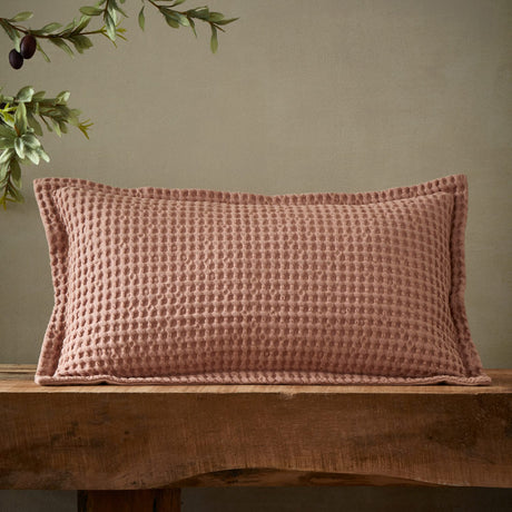 Pineapple Elephant Jaipur Grey Chunky Waffle Cotton 30x50cm Filled Cushion - Pink