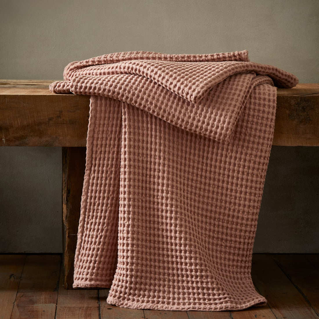 Pineapple Elephant Jaipur Chunky Waffle Pink 100% Cotton Throw Blanket 150cm x 200cm
