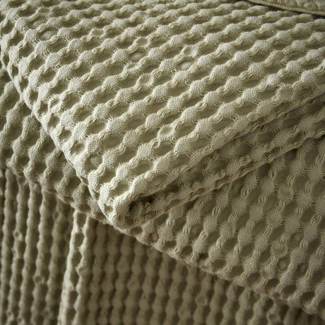 Pineapple Elephant Jaipur Chunky Waffle 100% Cotton Throw – Olive Green – 150cm x 200cm - Jaipur Waffle Sage Throw