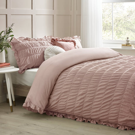 Catherine Lansfield Seersucker Frill Duvet Cover Set