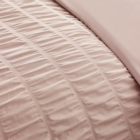 Catherine Lansfield Seersucker Frill Duvet Cover Set - Seersucker Frill Pink Duvet Set