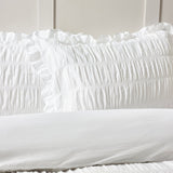 Catherine Lansfield Seersucker Frill Duvet Cover Set - Seersucker Frill White Duvet Set