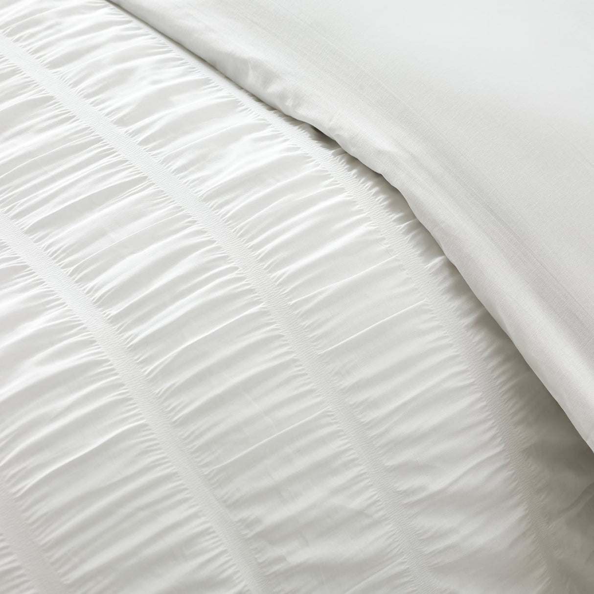 Catherine Lansfield Seersucker Frill Duvet Cover Set - Seersucker Frill White Duvet Set
