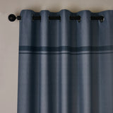 Catherine Lansfield Melville Lined Woven Texture Eyelet Curtains Pair - Green image 2