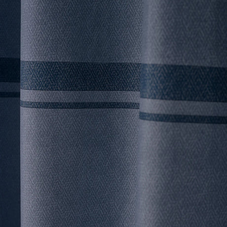 Catherine Lansfield Melville Lined Woven Texture Eyelet Curtains Pair - Blue image 3