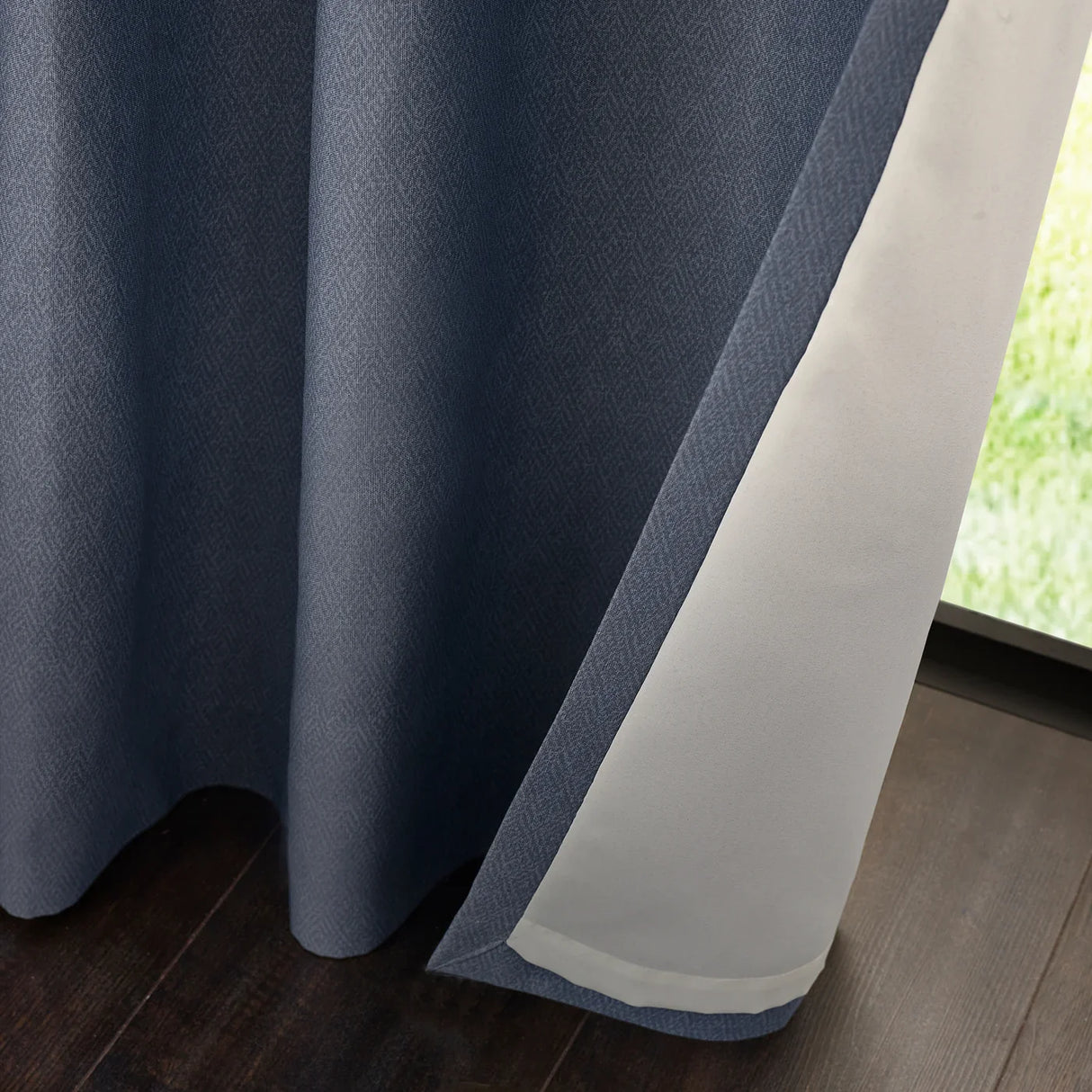 Catherine Lansfield Melville Lined Woven Texture Eyelet Curtains Pair - Natural image 4