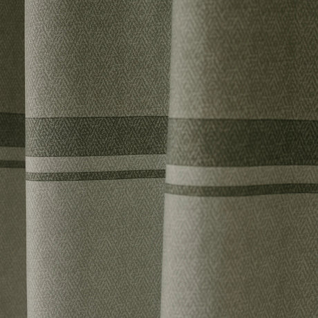 Catherine Lansfield Melville Lined Woven Texture Eyelet Curtains Pair - Green image 7