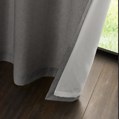 Catherine Lansfield Melville Lined Woven Texture Eyelet Curtains Pair - Grey image 12